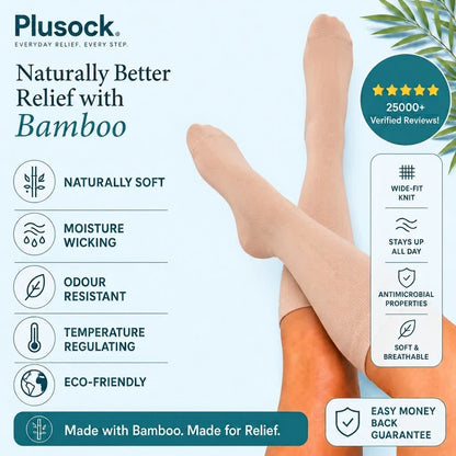 Plusock Plus Size Nude Bamboo Compression Socks - image 1