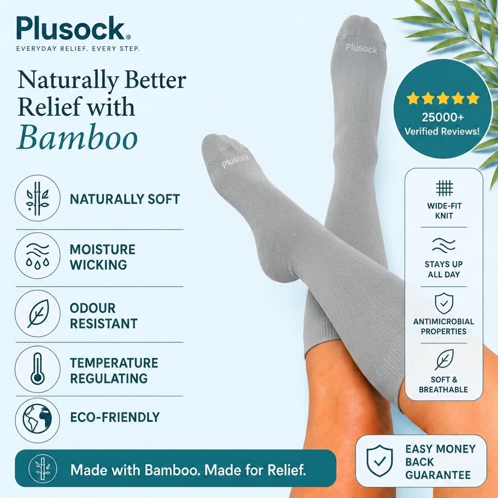 Plusock Plus Size Grey Bamboo Compression Socks - image 1