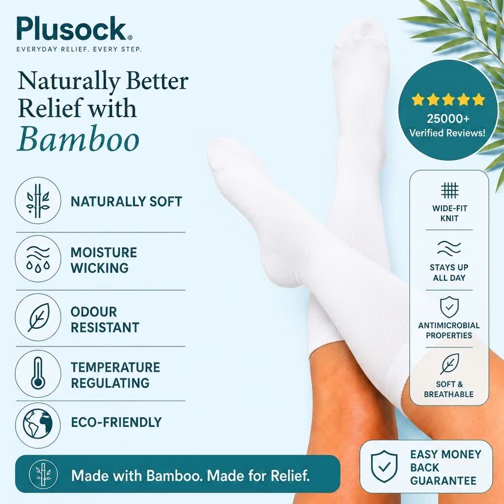 Plusock Plus Size White Bamboo Compression Socks - image 1
