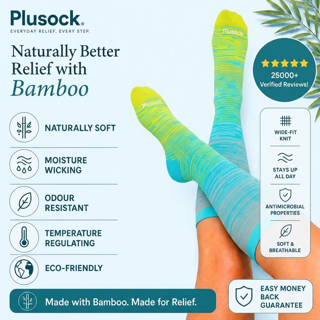 Plusock Plus Size Yellow Stripe Bamboo Compression Socks - image 1
