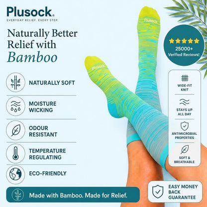 Plusock Plus Size Yellow Stripe Bamboo Compression Socks - image 1