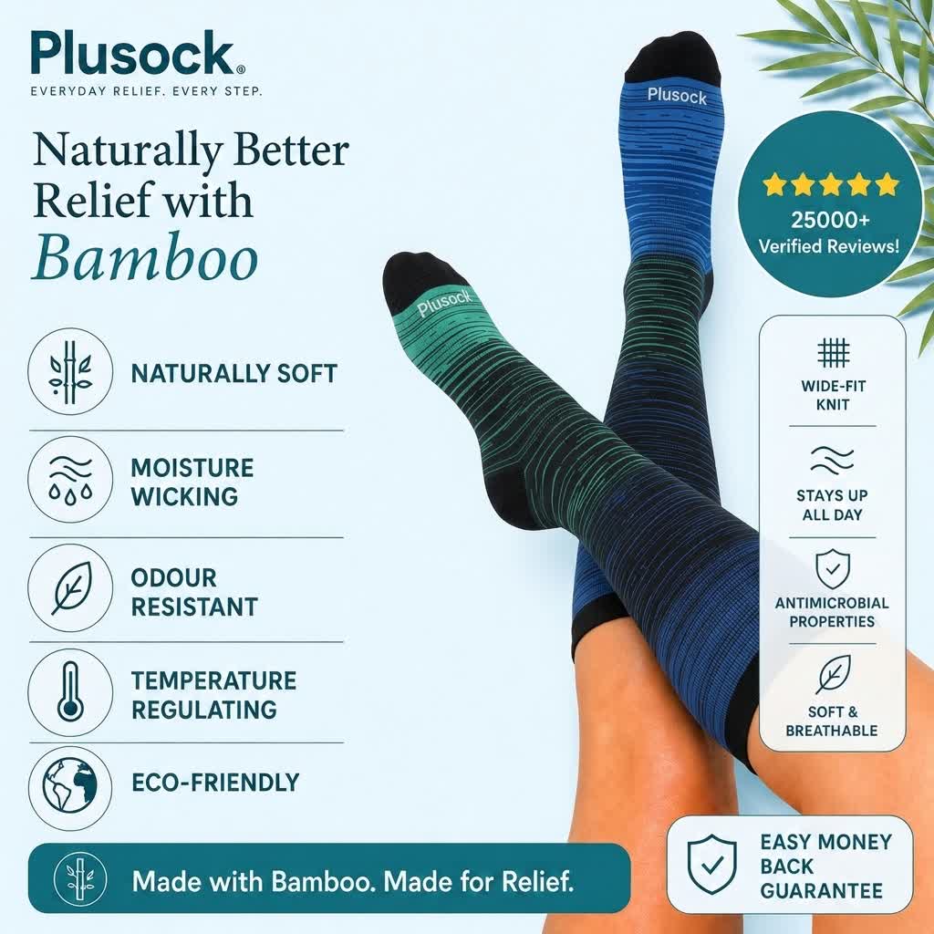 Plusock Plus Size Blue Stripe Bamboo Compression Socks - image 1