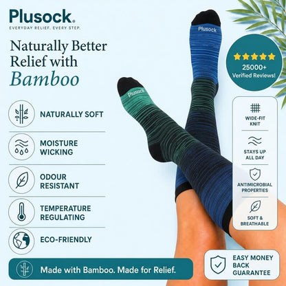 Plusock Plus Size Blue Stripe Bamboo Compression Socks - image 1