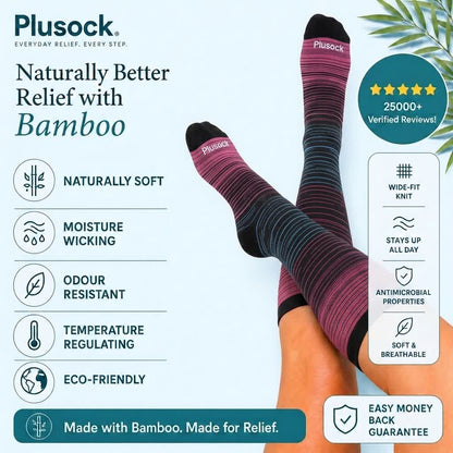 Plusock Plus Size Rose Stripe Bamboo Compression Socks - image 1