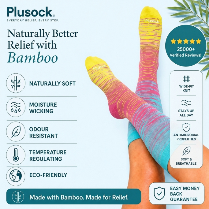 Plusock Plus Size Pink Stripe Bamboo Compression Socks - image 1