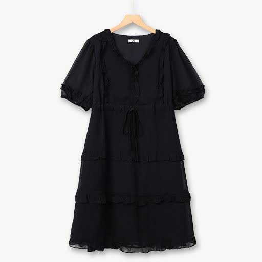 Plusock Romantic Plus Size Tiered Ruffle Midi Dress - Black - 7XL - image 1