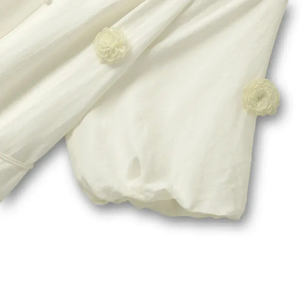 Plusock Soft Boho Tassel Tie Waist Ivory Midi Dress - image 3