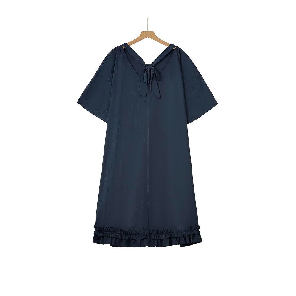 Plusock Plus Size Navy Tie Back Ruffle Hem Midi Dress - image 6