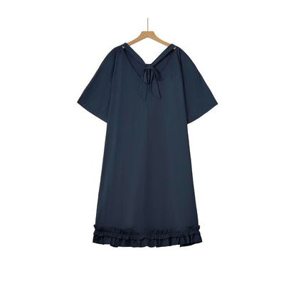 Plusock Plus Size Navy Tie Back Ruffle Hem Midi Dress - image 6