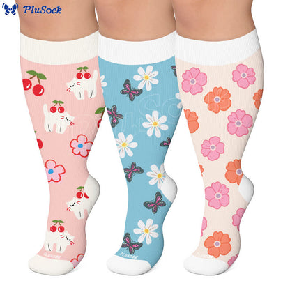 Plusock Plus Size Daisy Butterfly Compression Socks - image 0