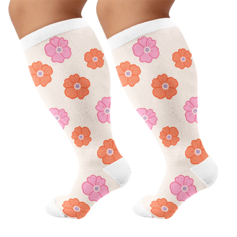 Plusock Plus Size Daisy Butterfly Compression Socks - Beige - 4XL - image 8