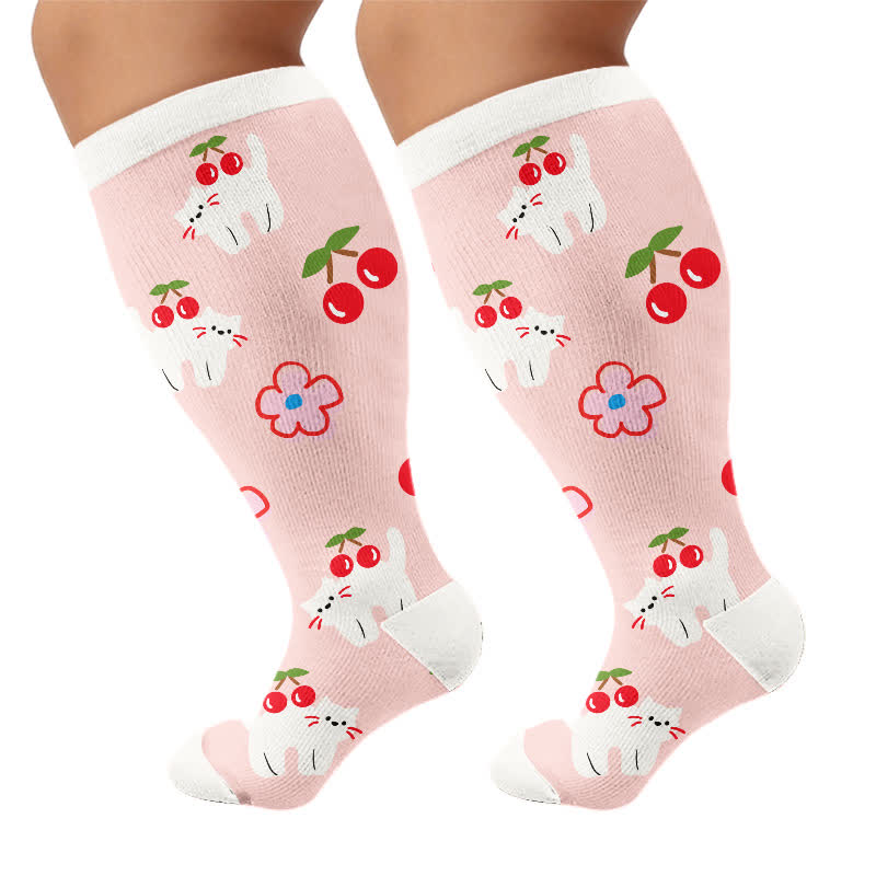 Plusock Plus Size Daisy Butterfly Compression Socks - Pink - 4XL - image 9
