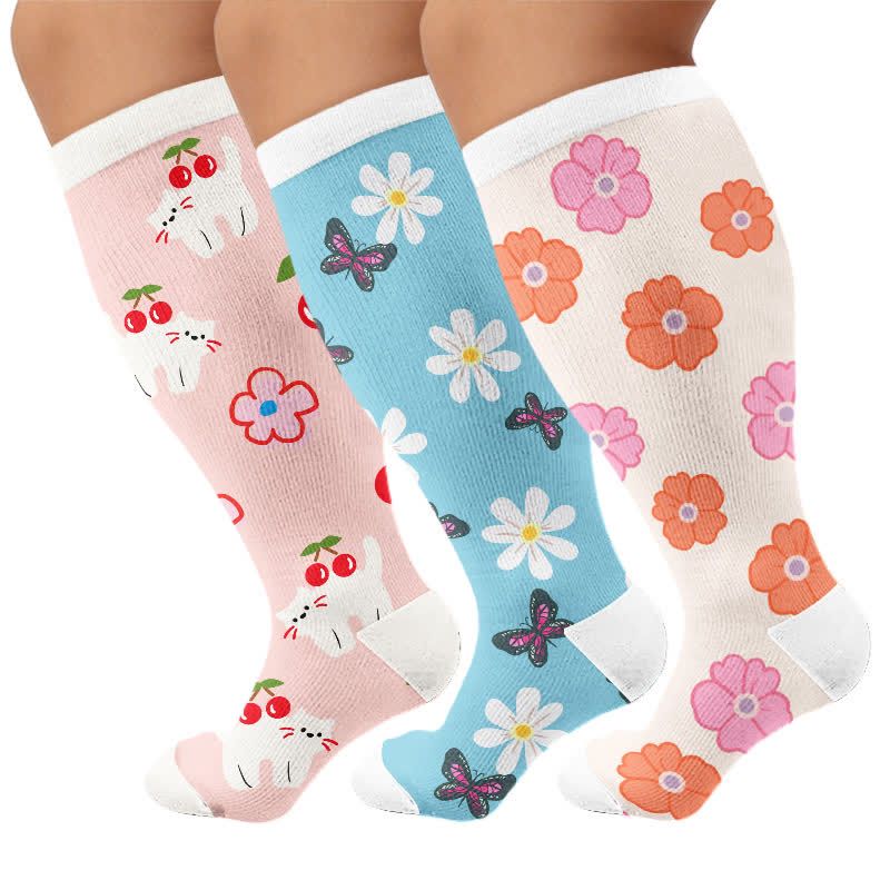 Plusock Plus Size Daisy Butterfly Compression Socks - image 4