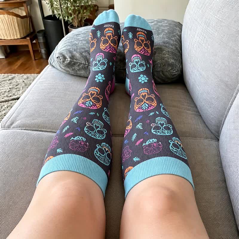 Plusock Plus Size Sugar Skull Compression Socks - image 1