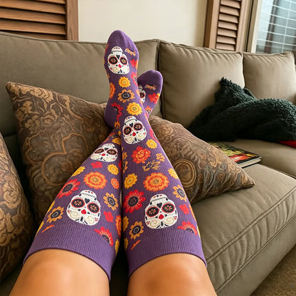 Plusock Plus Size Sugar Skull Compression Socks - image 3