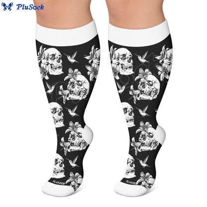 Plusock Plus Size Sugar Skull Compression Socks - image 5