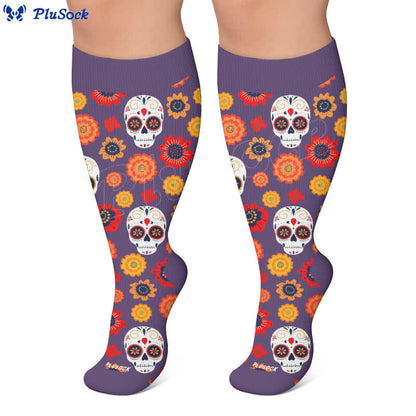 Plusock Plus Size Sugar Skull Compression Socks - image 7