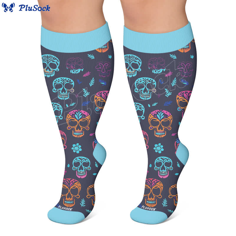 Plusock Plus Size Sugar Skull Compression Socks - image 6