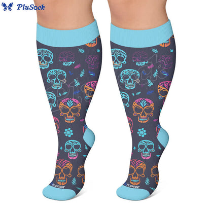 Plusock Plus Size Sugar Skull Compression Socks - image 6