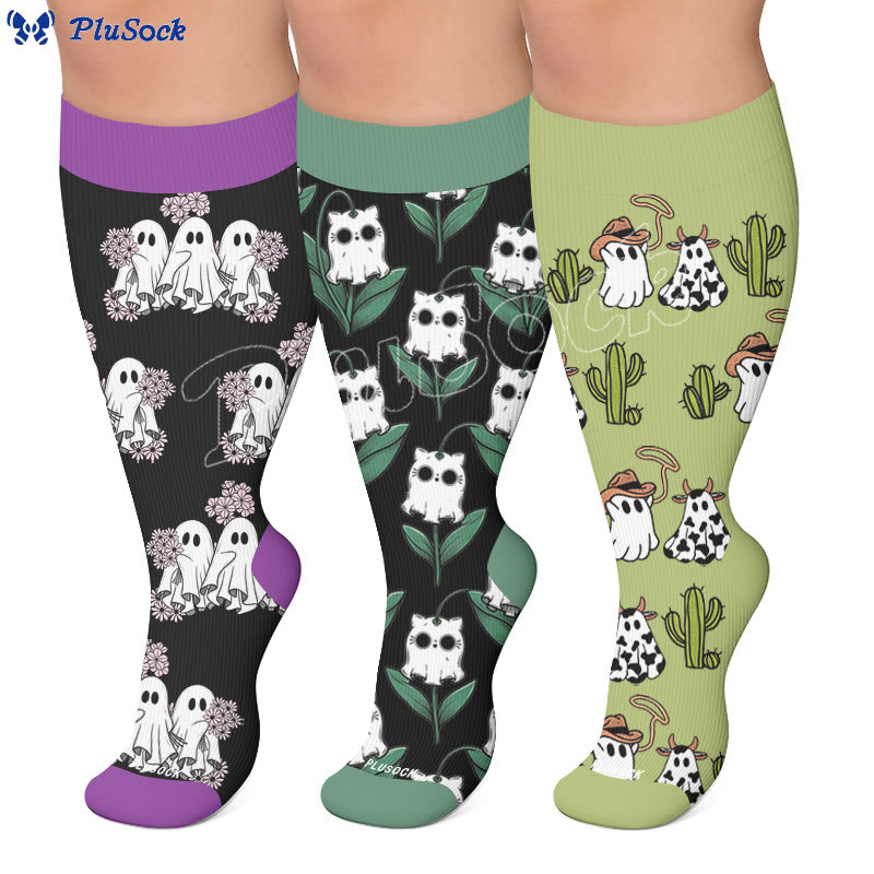 Plusock Plus Size Cute Spooky Compression Socks - image 0