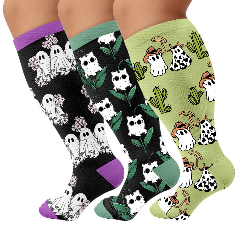 Plusock Plus Size Cute Spooky Compression Socks - image 7