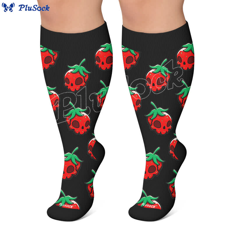 Plusock Plus Size Pink Skull Daisy Compression Socks - image 5