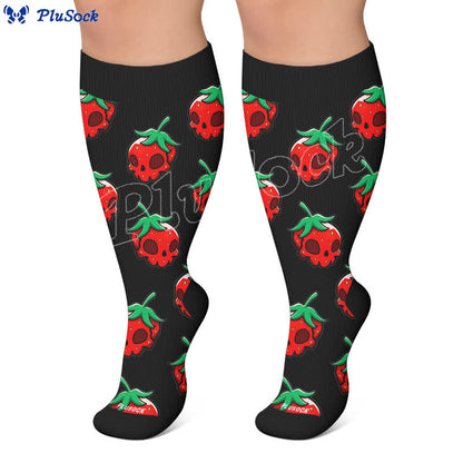 Plusock Plus Size Pink Skull Daisy Compression Socks - image 5