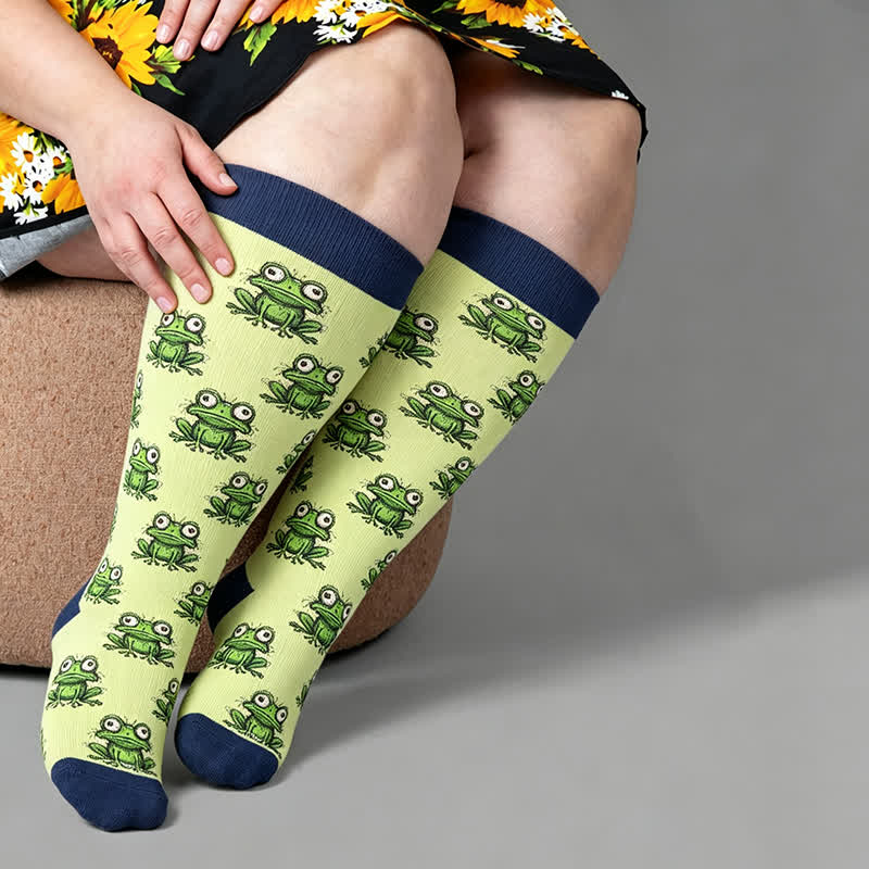 Plusock Plus Size Owl Frog Compression Socks - image 1