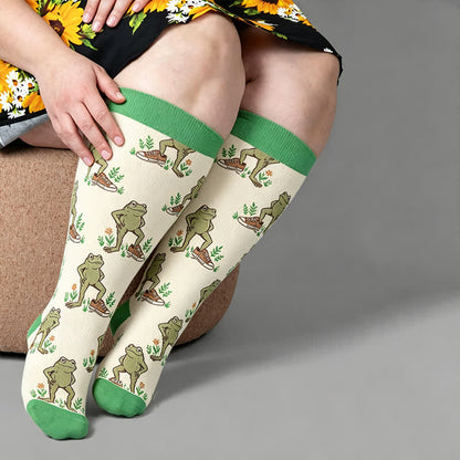 Plusock Plus Size Owl Frog Compression Socks - image 3