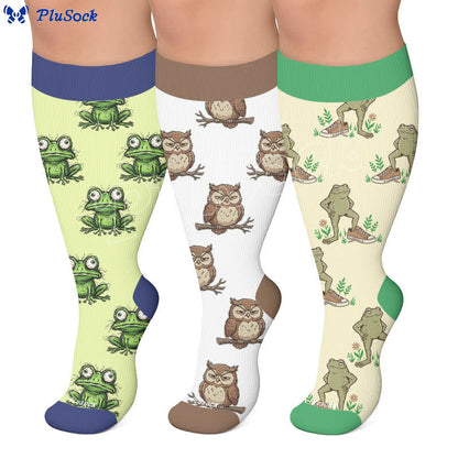 Plusock Plus Size Owl Frog Compression Socks - image 0