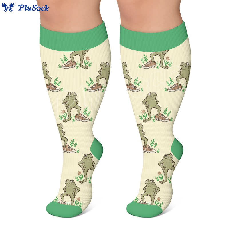 Plusock Plus Size Owl Frog Compression Socks - image 6