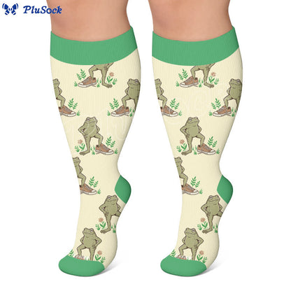Plusock Plus Size Owl Frog Compression Socks - image 6