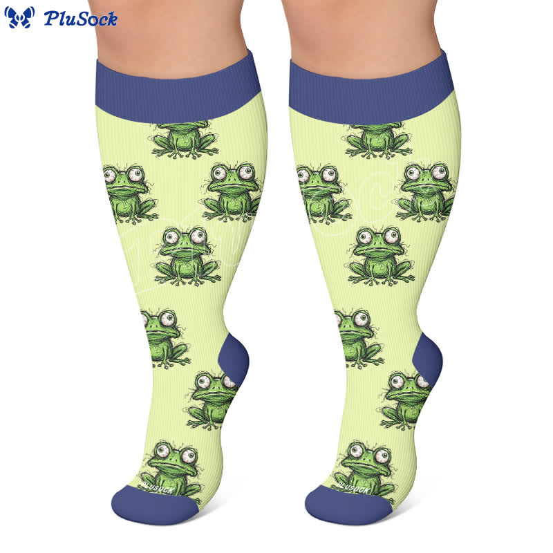 Plusock Plus Size Owl Frog Compression Socks - image 4