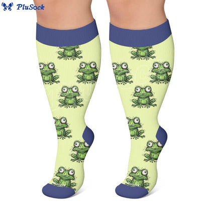 Plusock Plus Size Owl Frog Compression Socks - image 4