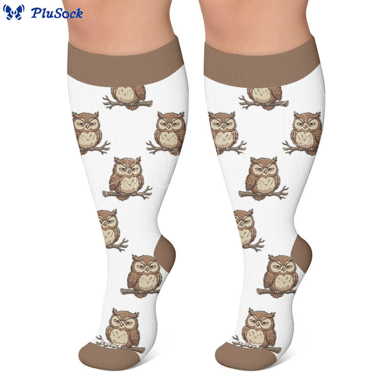Plusock Plus Size Owl Frog Compression Socks - image 5