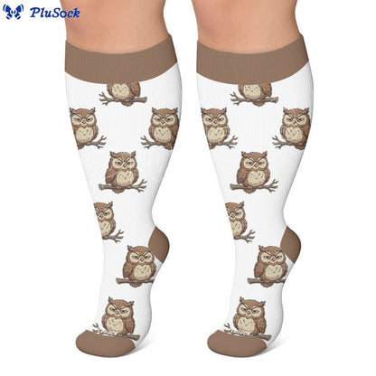 Plusock Plus Size Owl Frog Compression Socks - image 5