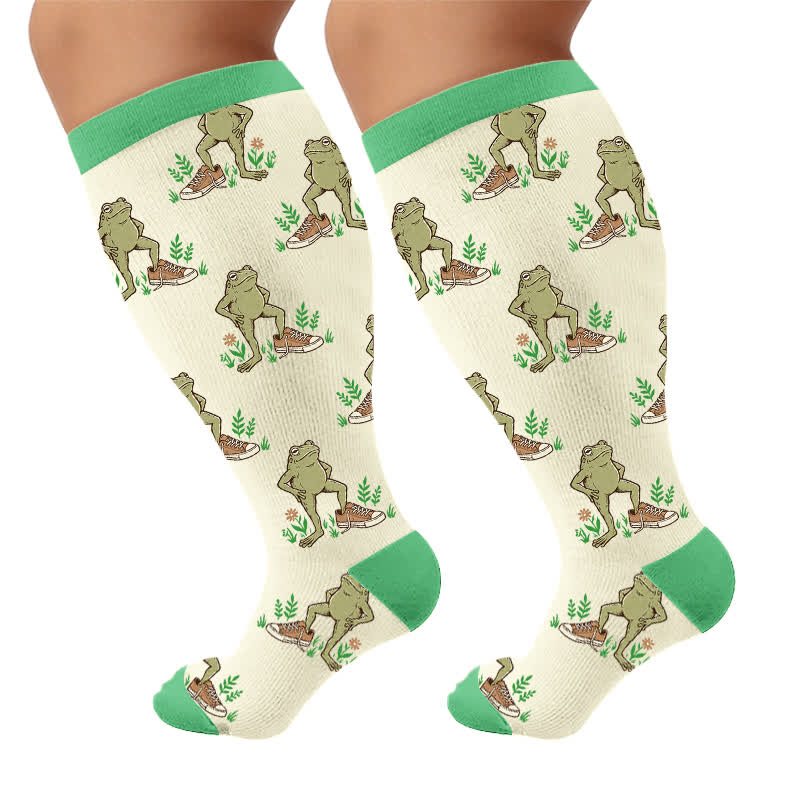 Plusock Plus Size Owl Frog Compression Socks - image 10