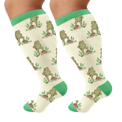 Plusock Plus Size Owl Frog Compression Socks - image 10