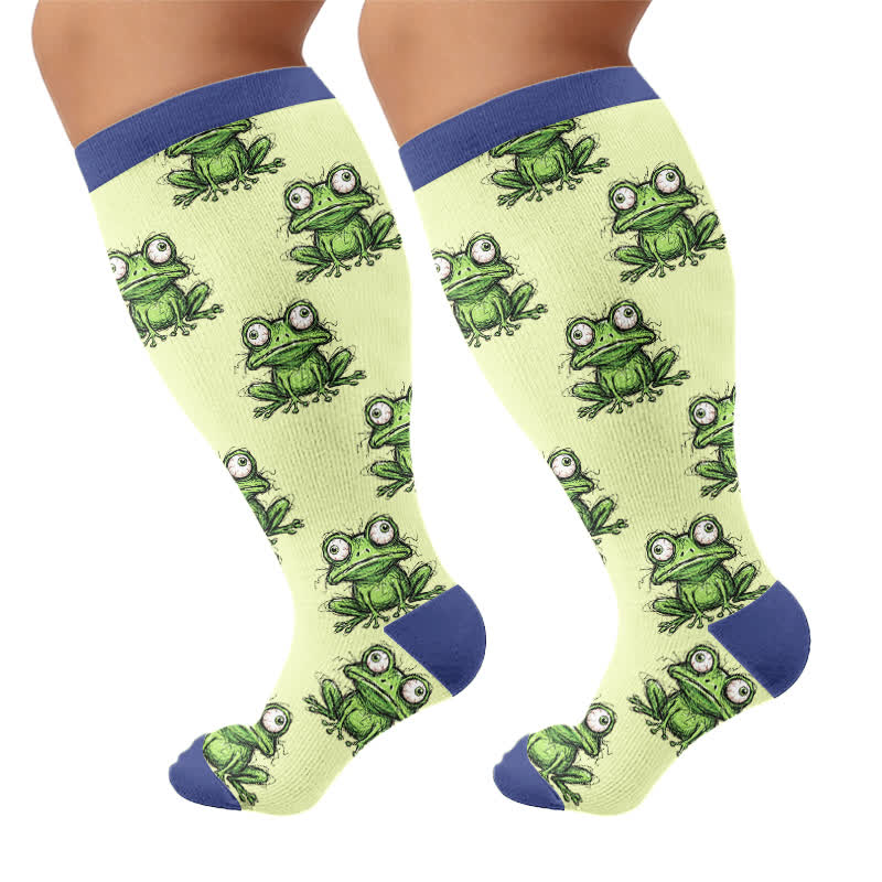 Plusock Plus Size Owl Frog Compression Socks - image 8