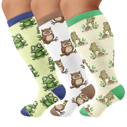 Plusock Plus Size Owl Frog Compression Socks - image 7