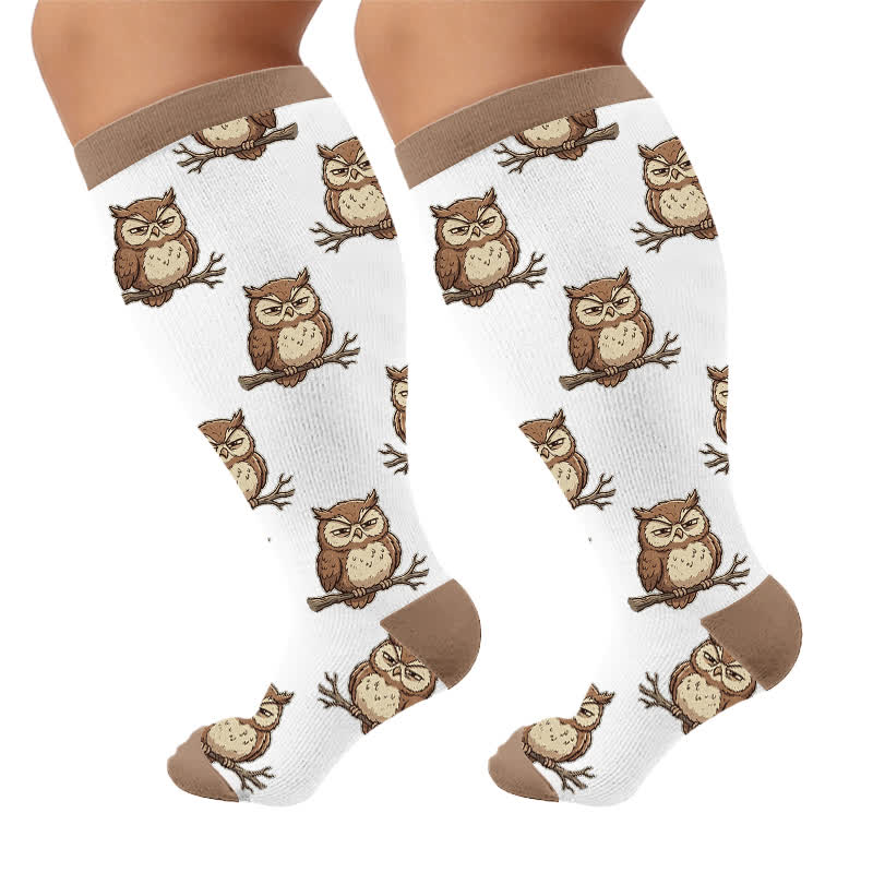 Plusock Plus Size Owl Frog Compression Socks - image 9