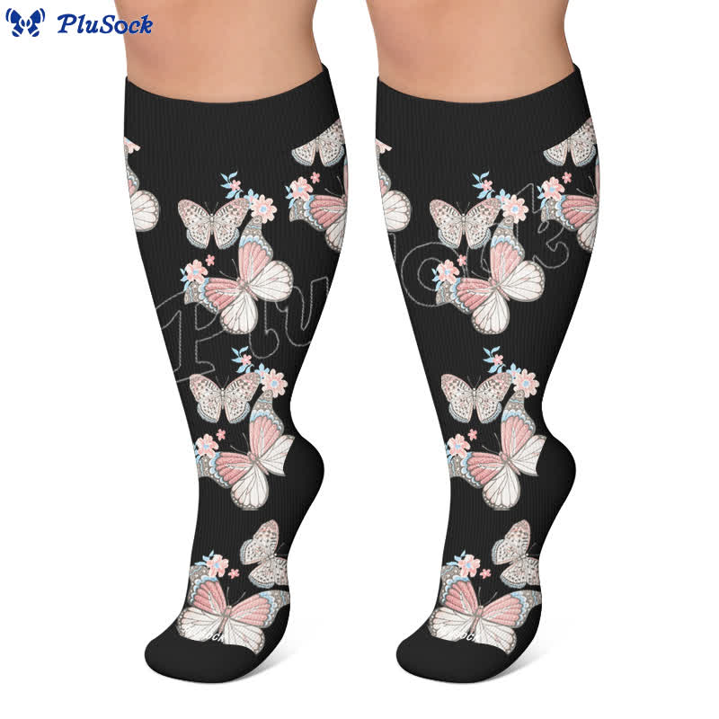 Plusock Plus Size Floral Flutter Compression Socks - image 4