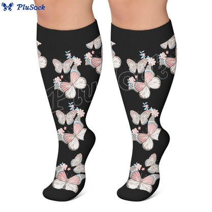 Plusock Plus Size Floral Flutter Compression Socks - image 4