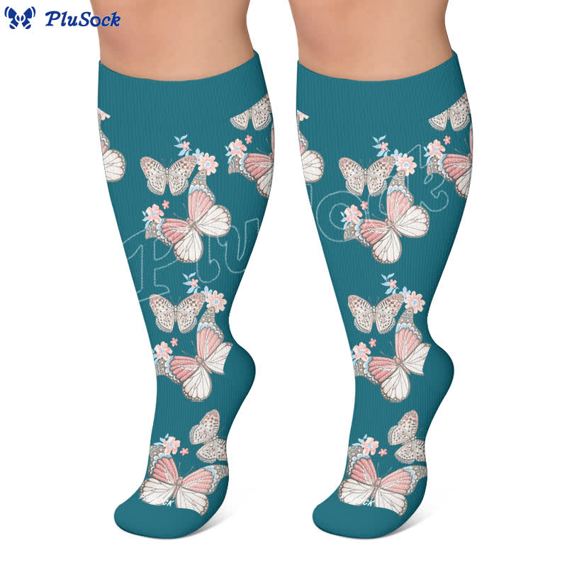 Plusock Plus Size Floral Flutter Compression Socks - image 6