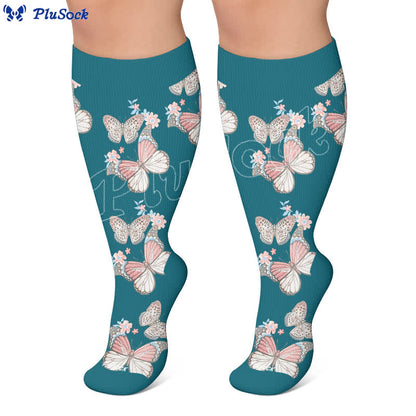 Plusock Plus Size Floral Flutter Compression Socks - image 6