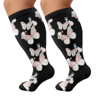 Plusock Plus Size Floral Flutter Compression Socks - image 8