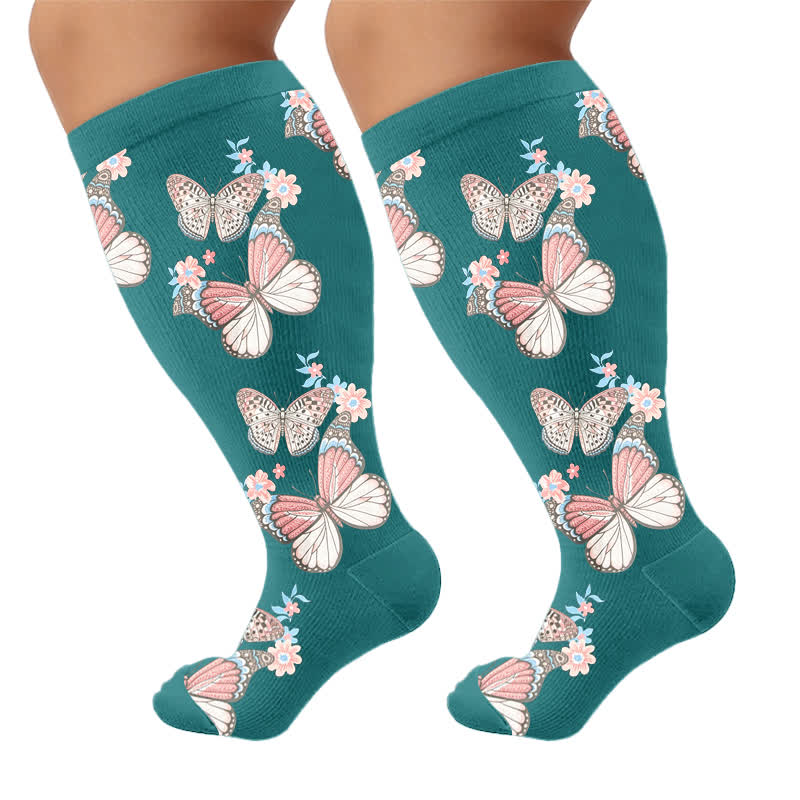 Plusock Plus Size Floral Flutter Compression Socks - image 10
