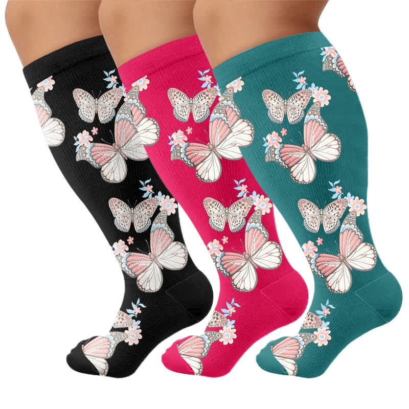 Plusock Plus Size Floral Flutter Compression Socks - image 7