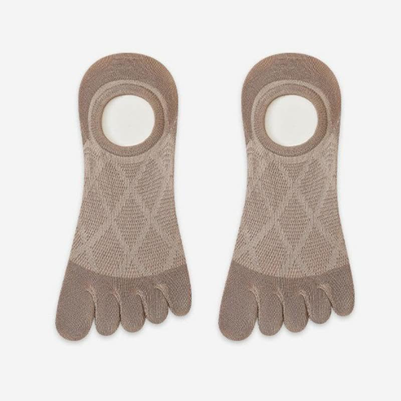 Plusock Breathable Bamboo Five Toe No Show Sokcs(3 Pairs) - Khaki - EU36-45(US3-11) - image 5