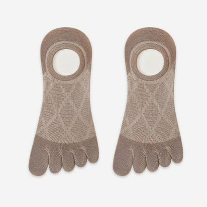 Plusock Breathable Bamboo Five Toe No Show Sokcs(3 Pairs) - Khaki - EU36-45(US3-11) - image 5
